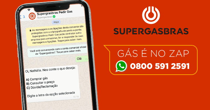 Peça botijão de gás pelo Whatsapp Supergasbras