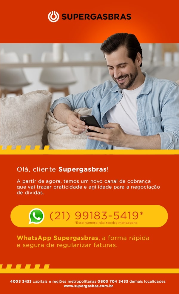 Whatsapp clientes Supergasbras novo canal de cobrança para regularizar faturas